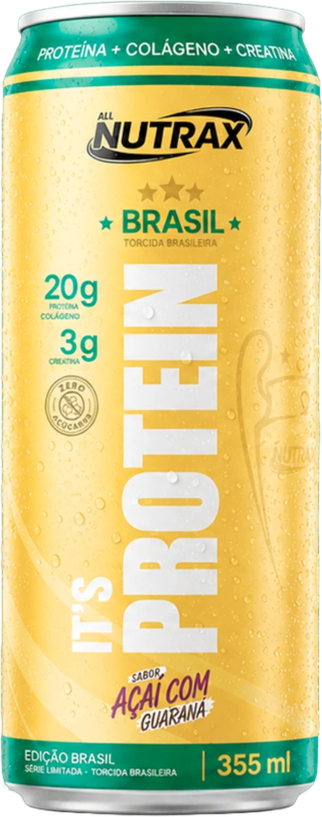 Lata All Nutrax It's Protein Edição Brasil, sabor Açaí com Guaraná, 355ml